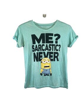 Despicable Me Womens Graphic T-Shirt Mint Green Cotton Short Sleeve